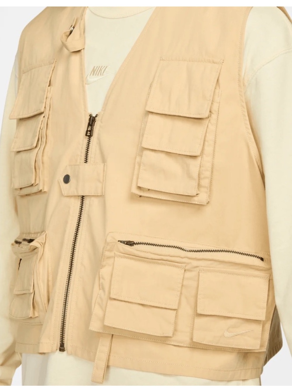 Nike Men's Multi-Pocket Life Utility Vest in Light Beige Gorpcore